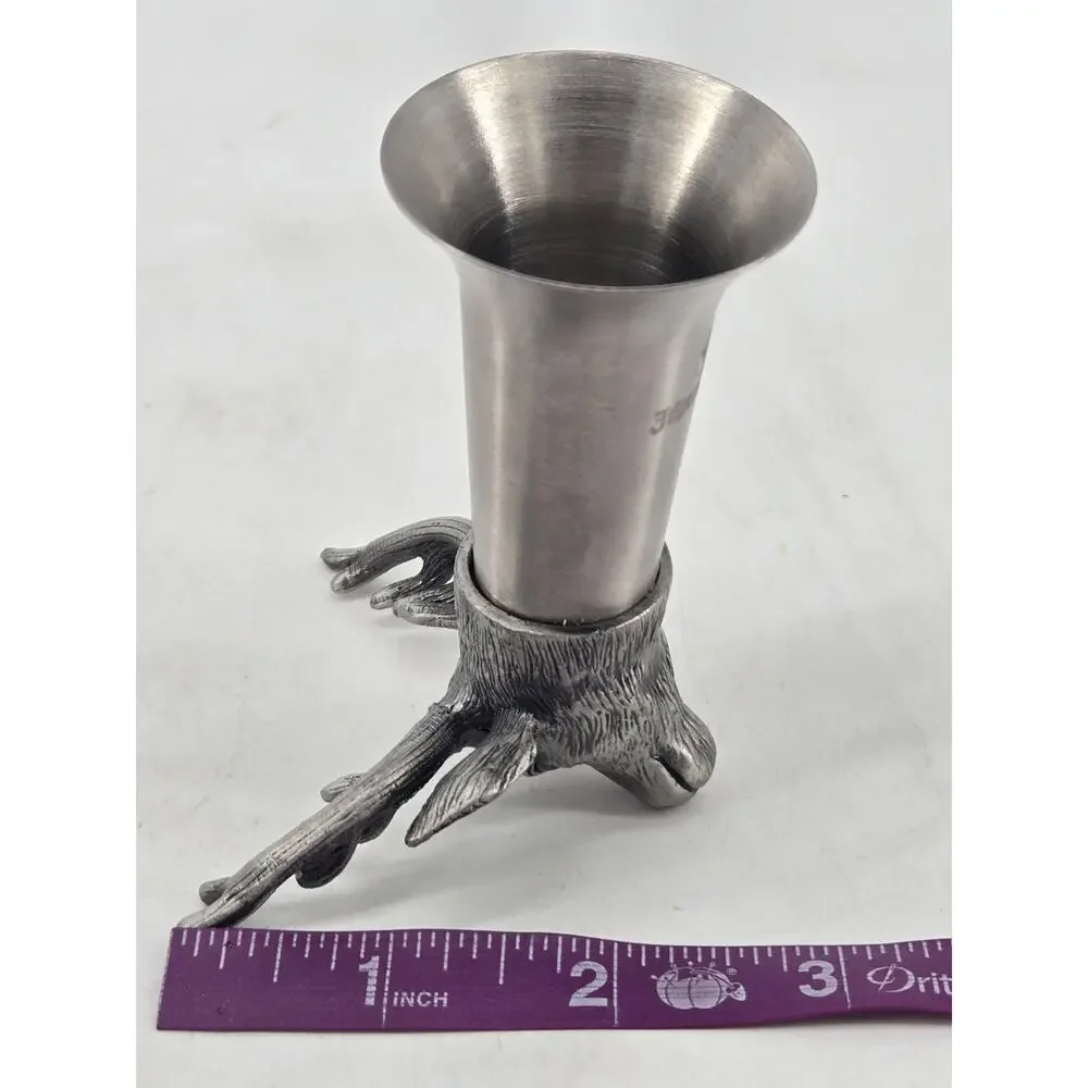 Vtg Jägermeister Deer Head Pewter Shot Glass 3.5” Hunting Stag Barware Germany